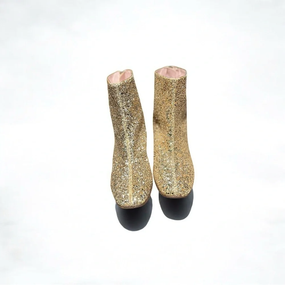🌻Kate Spade Junelle Gold Glitter Booties | Women's Size 6.5